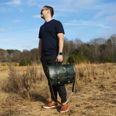 Green Leather Messenger Bag