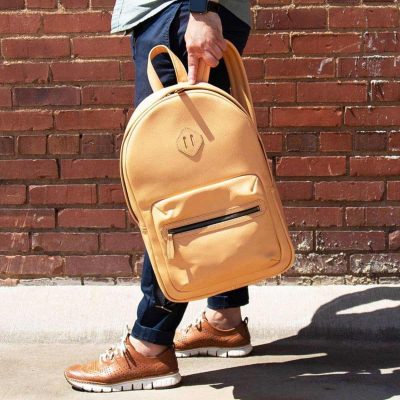 Yellow Leather Men's Backpacks