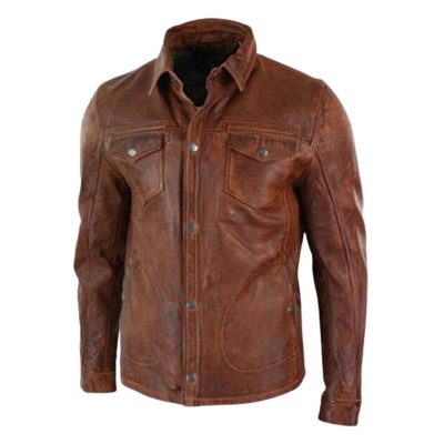 Unlined Brown Leather Shirt