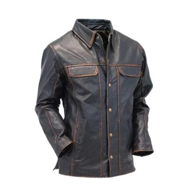 Vintage Black Leather Shirt