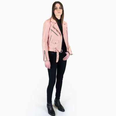 Deep Pink Suedette Biker Jacket