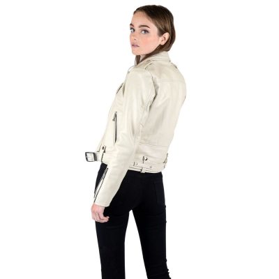 Ivory Bliss Women's Collarless Leather Jacket