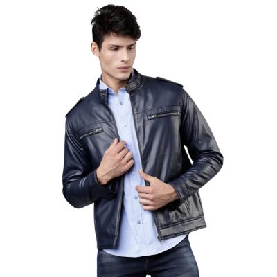 Locomotive Navy Blue Biker Jacket