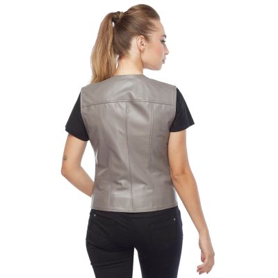 Sterling Mist Women's Gray Leather Vest