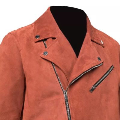 Zipped Suede Biker Jacket