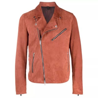 Zipped Suede Biker Jacket