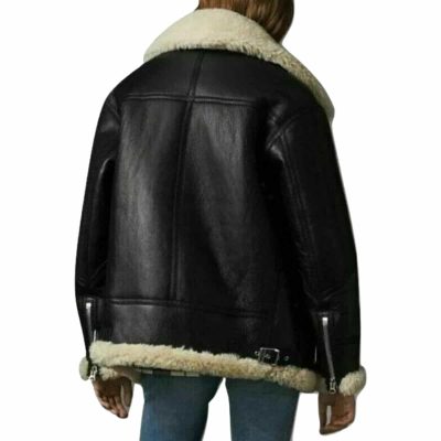 Aviator Bomber Women Leather Jacket