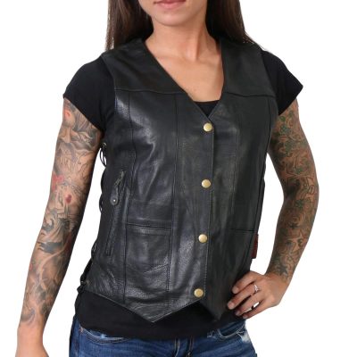 Obsidian Edge Women's Black Leather Vest