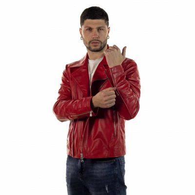 Bloodforge Men's Red Leather Jacket