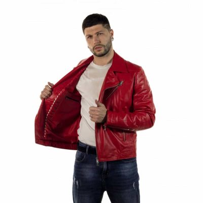 Bloodforge Men's Red Leather Jacket