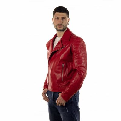 Bloodforge Men's Red Leather Jacket