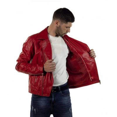 Bloodforge Men's Red Leather Jacket