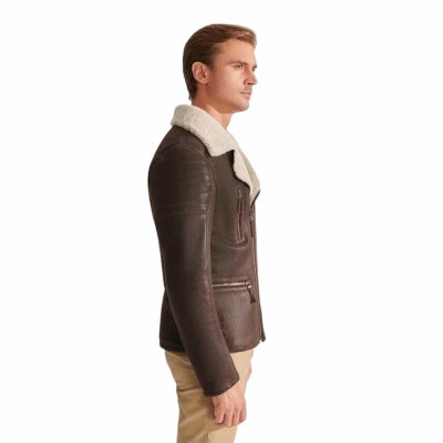 Dark brown sheepskin Fur Leather jacket