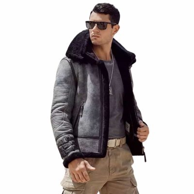Denny Gray Fur Leather Jacket