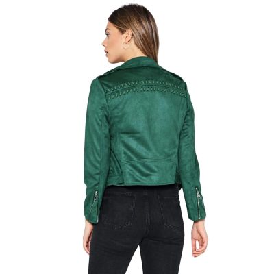 Lambskin Green Leather Biker Jacket