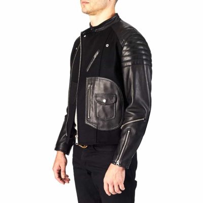 Leather & Wool Biker Jacket