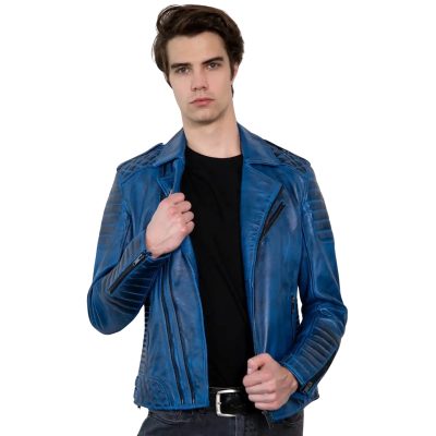 leather jacket blue jeans