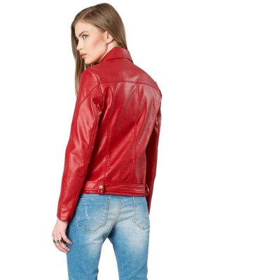 Crimson Blossom Women's Leather Jacket