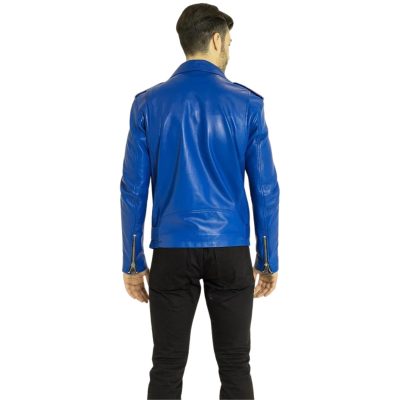 Belted Blue Leather Jacket