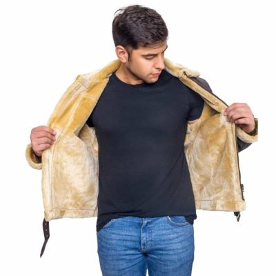 Maroon Sheepskin Fur Leather Jacket