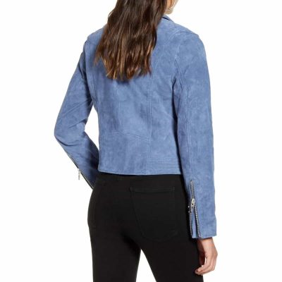 Midnight Light Blue Women Suede Jacket
