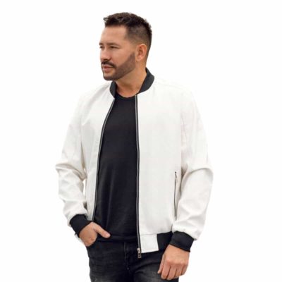 Pure Platinum White Leather Jacket