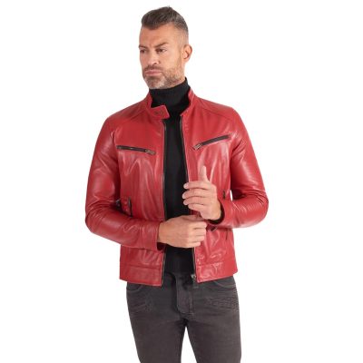 red leather jacket
