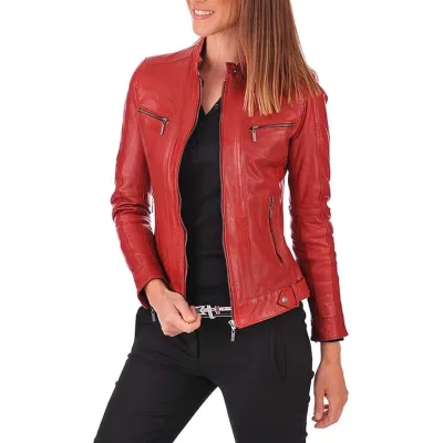 red leather jacket for women