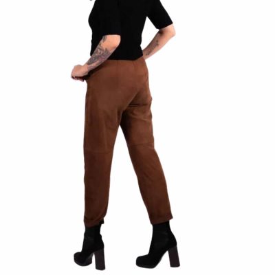 Rust Edgy High Waisted Suede Pants
