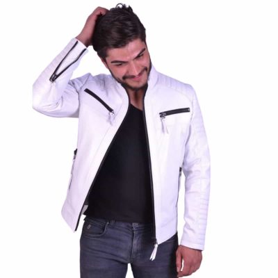 Sandor White Leather Jacket