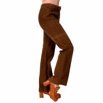 Suede Leather Mid Rise Pants