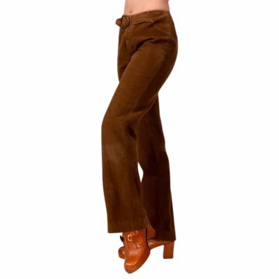 Suede Leather Mid Rise Pants
