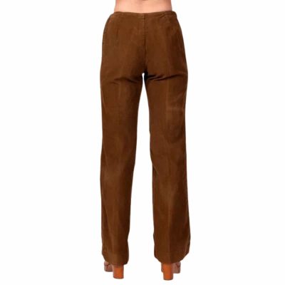 Suede Leather Mid Rise Pants