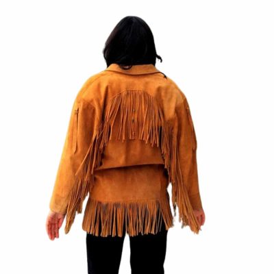 Tan Brown Fringe Suede Jacket