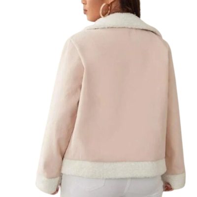 Rose Frost Pink Leather Jacket with White Fur
