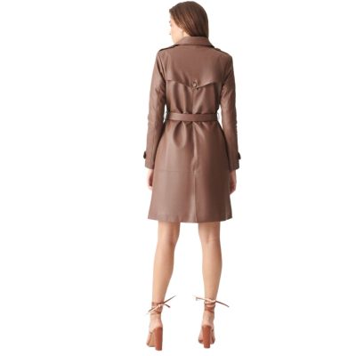 CocoChic Women's Genuine Brown Leather Coat