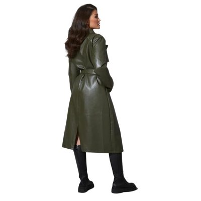 Emerald Glow Women's Genuine Leather Coat