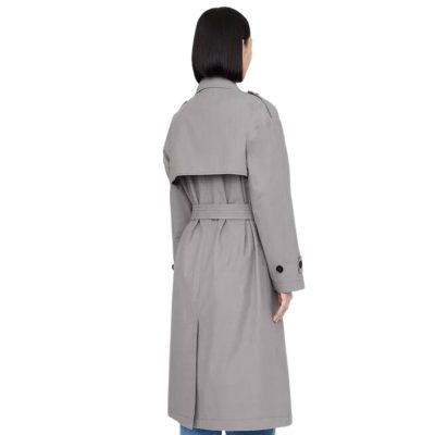 EnigmaLuxe Grey Leather Elegance Coat for Women