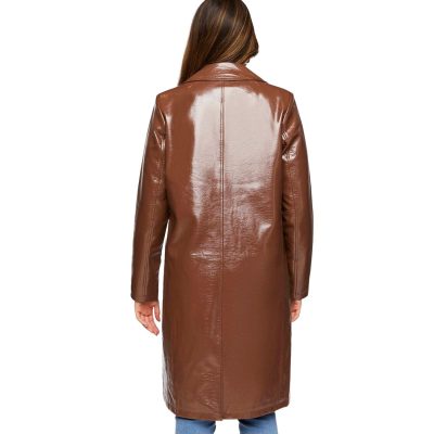 Luxe Leather Eleganza Women's Brown Leather Coat