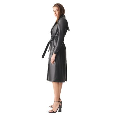 Obsidian low Women's Black Leather Coat