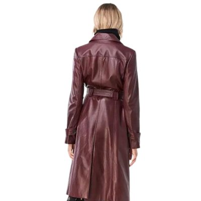 Rouge Aura Red Leather Coat for Women