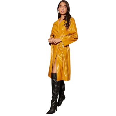 Sunflower Breeze Women's Yellow Leather Coat