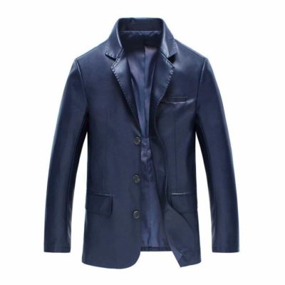 Blue Kilroy Lambskin Leather Blazer