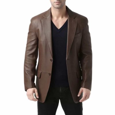 Leather Blazer Single Breasted