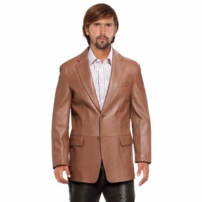 Men's Double Buttoned Leather Blazer