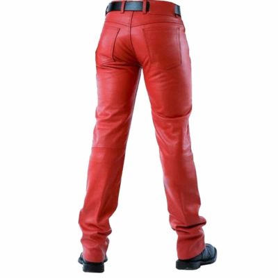 Red Celestial Men Leatherwear Pant