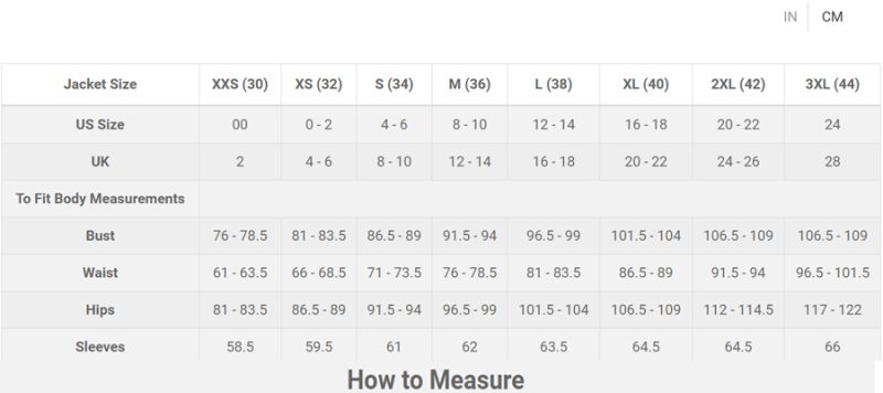 WOMEN SIZE CHAT CM