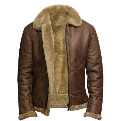 B3 Shearling Brown Leather Bomber Jacket