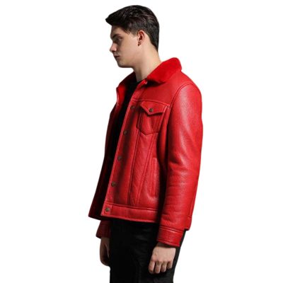 Red B3 Bomber leather Jacket For Men