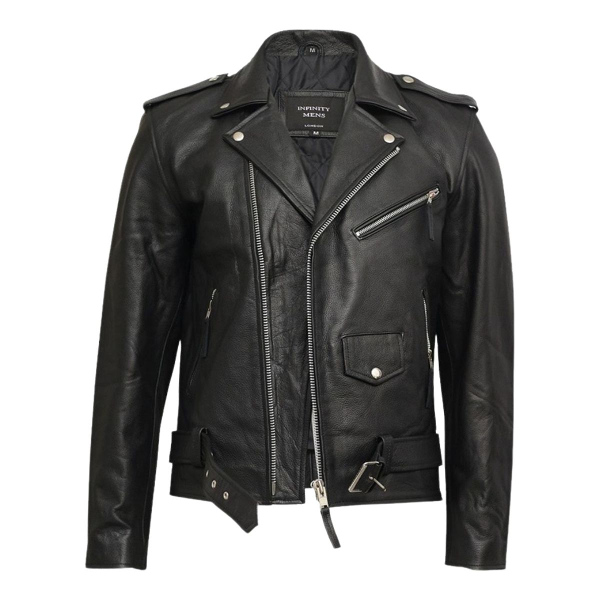 Mens Black Leather Jacket with fringes